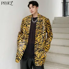 PFHQ 2021 New Men's Fashion Loose Notched British Style Trend High-end Fabrics Thick Striped Retro Blazer Autumn Winter 21E5315 (1)
