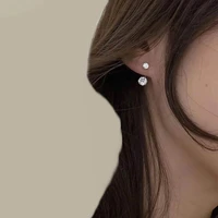 fashion zircon front and back stud earrings for women 2022 new jewelry korean simple earings wholesale