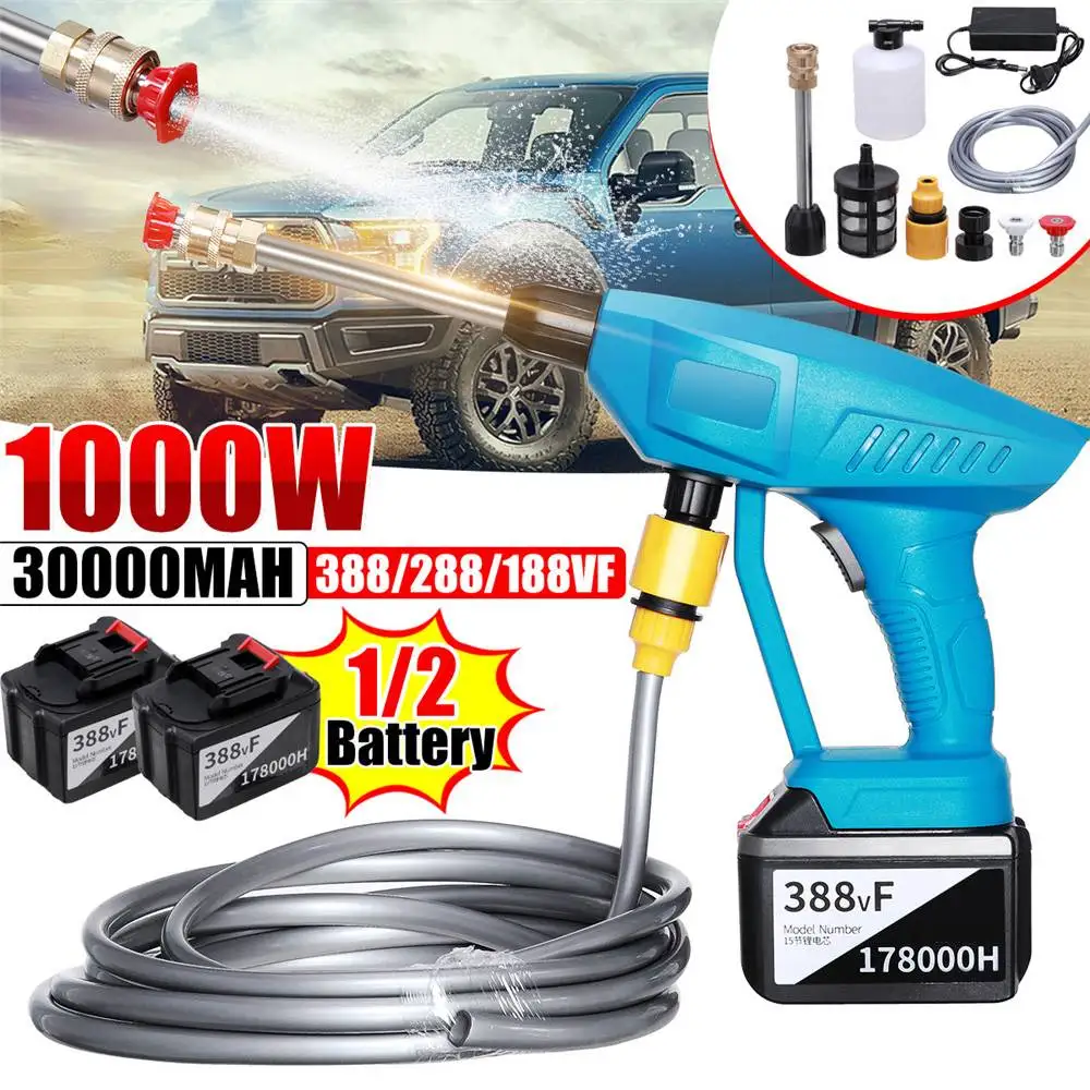 

1000 Вт 388VF Беспроводная электрическая Автомойка комплект портативная батарея высокого давления мойка Авто спрей садовый инструмент набор в...