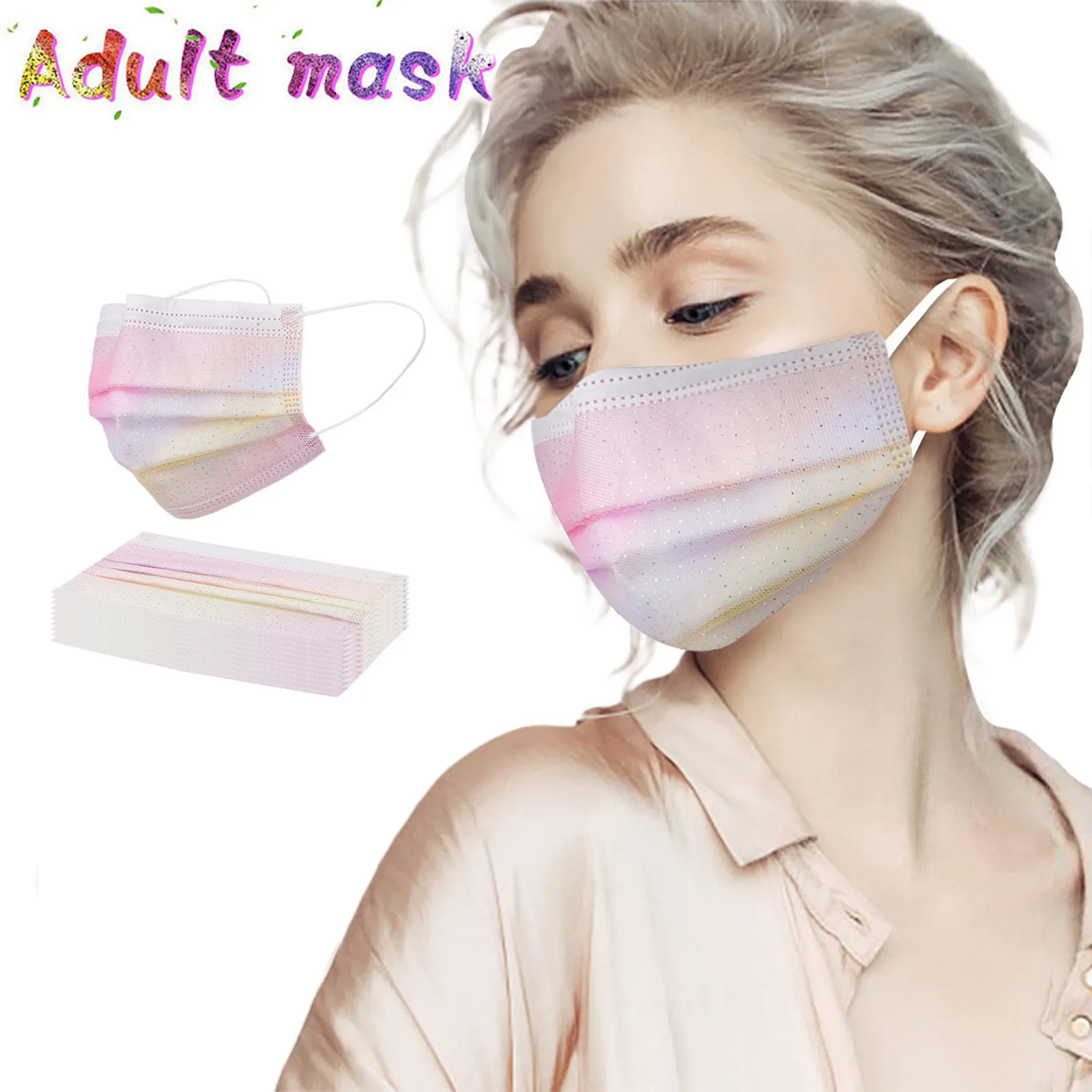 

Бандана для косплея 50 шт., одноразовая дышащая 4-слойная маска радужного цвета для детей, для Хэллоуина, Косплея