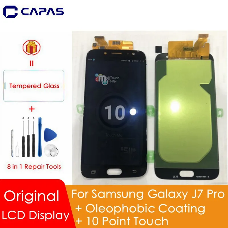 Оригинальный ЖК-дисплей для Galaxy J7 Pro AMOLED емкостный 10-дюймовый сенсорный экран Samsung