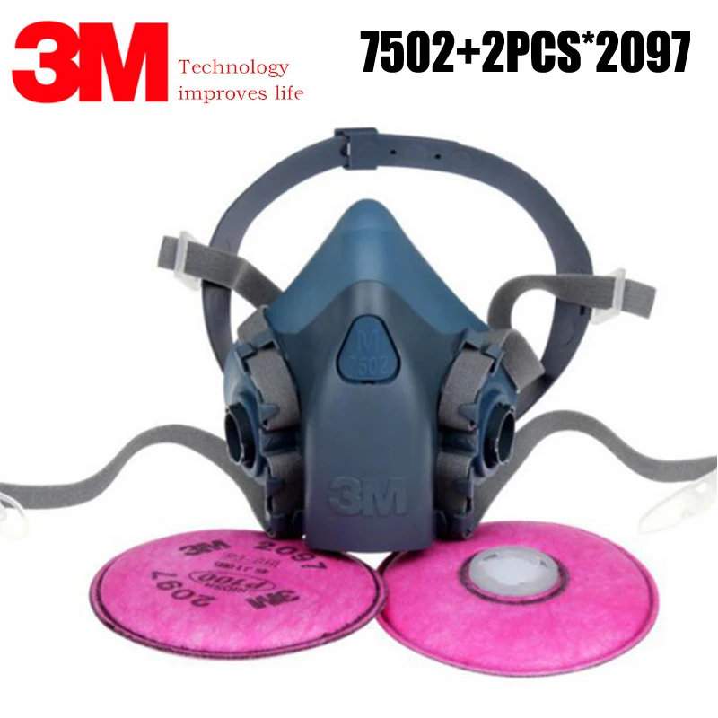 3M 7502+2097 Half Facepiece Mask Reusable Respirator P100 Respiratory Protection Nuisance Level Organic Vapor