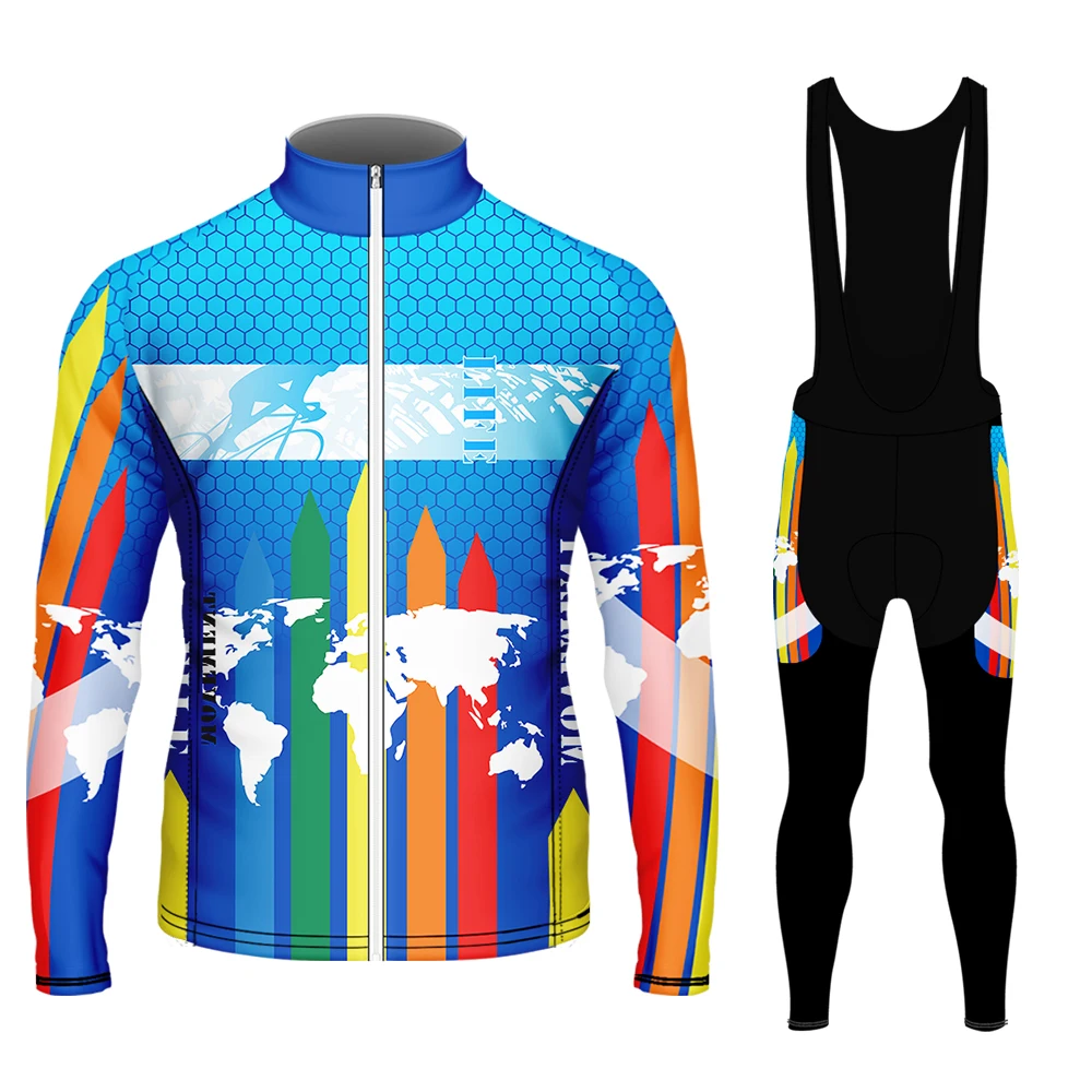 2020 Мужская мода Велоспорт Джерси Набор сухой Тонкий с длинным рукавом велосипед