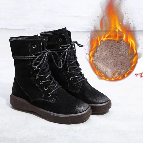 2020 designer handmade new winter boots female Genuine Leather plus velvet pure leather short Retro women shoes | Обувь