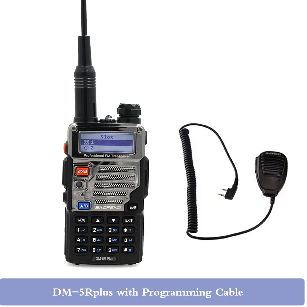 Baofeng DM-5R Плюс Цифровой и аналоговый двойной режим портативный Радио УКВ двухдиапазонный DMR 5 Вт 128CH Walkie Taklie DM-5R+ fm-трансивер - Цвет: add  Microphone