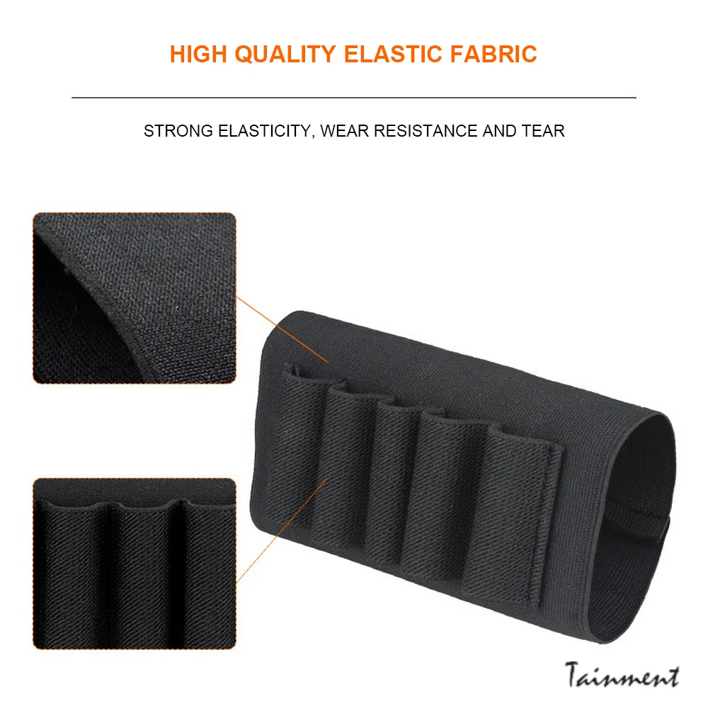 12 Gauge Ammo Case Pouch Holder Hunting Bags Thickening Prevent Slipping Elastic Buttstock Holsters Gun Accessories Nylon Parts | Спорт и