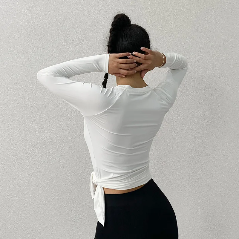 Сексуальная Спортивная Толстовка женская футболка для спортзала с длинным