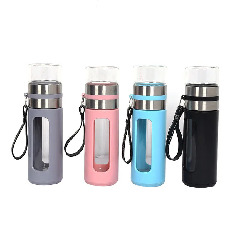 500 мл стеклянная чайная бутылка с двойными стенками и веревкой дизайнерская