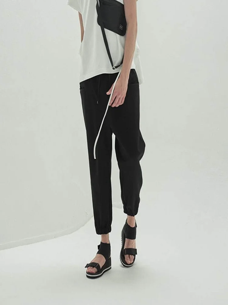

nine Men's point Leggings loose 2021 spring and summer new show trend solid color mid waist youth non iron casual pants