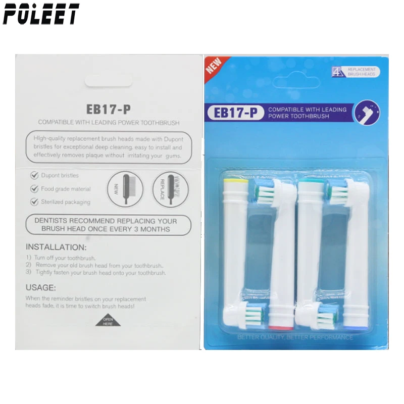 Poleet 8PCS Electric Tooth Brush Head EB17-P for Braun Oral B SB17A SB-17A Soft Bristle Vitality Dual Clean Professional Care | Бытовая