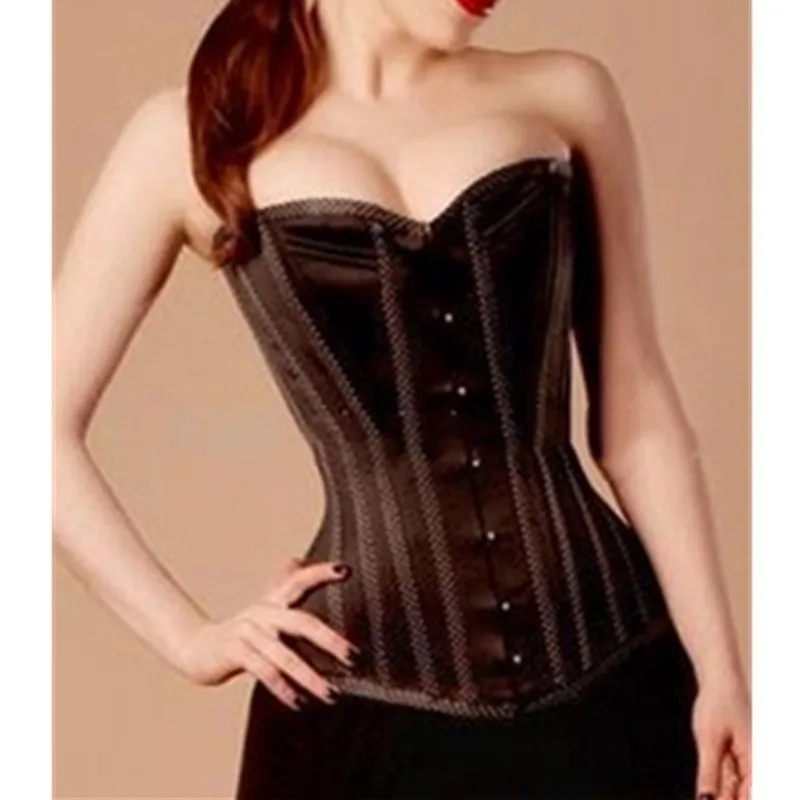 Корсет атласный Женский коричневый с косточками | Женская одежда