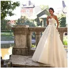 2020 пляжное свадебное платье ТРАПЕЦИЕВИДНОЕ милое платье для пляжа простая белая Тюлевая юбка Индивидуальный Пошив