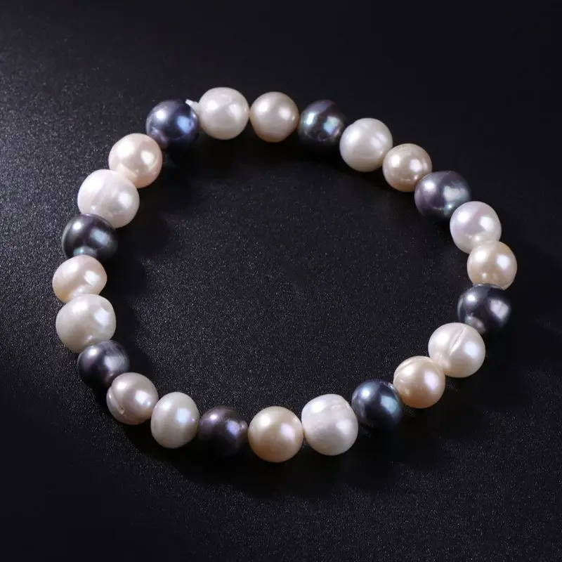 

Natural Pearl Bracelet Jewelry Multi Color Women Girl Charms Gifts Baroque 8-9mm