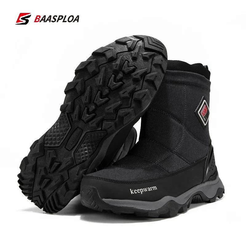 Baasploa 2022 Winter Men Snow Boots Plush Warm High Top Boots for Men Waterproof Non-Slip Outdoor Walking Shoes Free Shipping