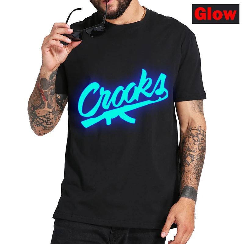 Светящаяся в темноте футболка стиле панк летняя модная Черная поп мужская