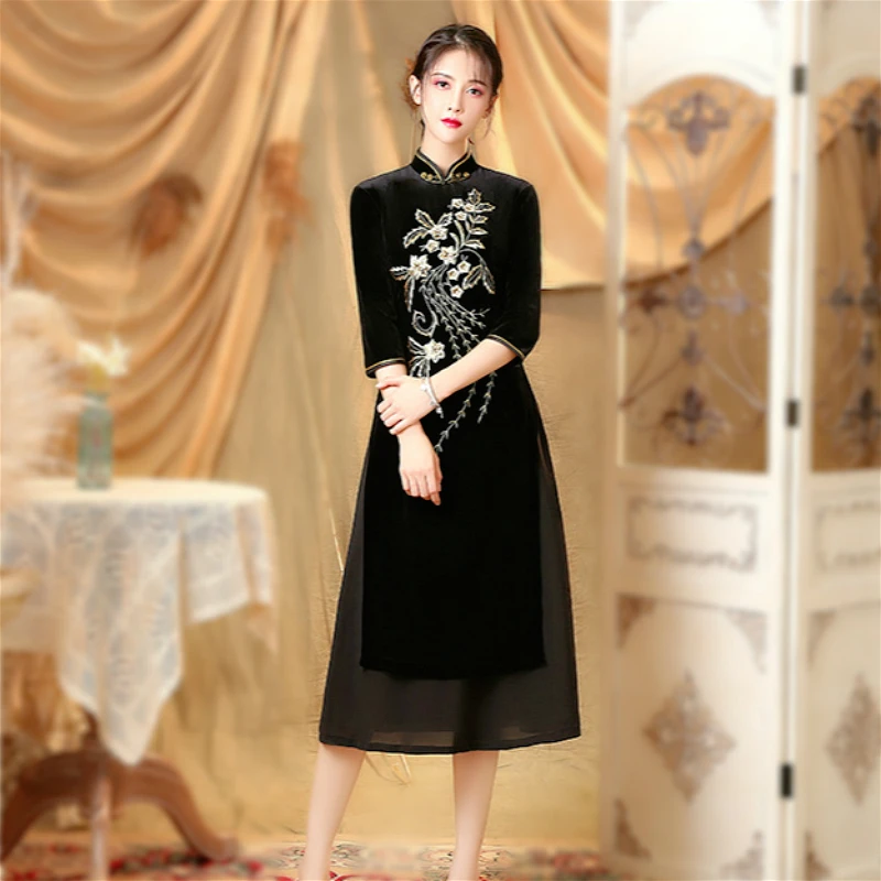 Современные платья в восточном стиле вьетнамском чонсам китайская одежда с