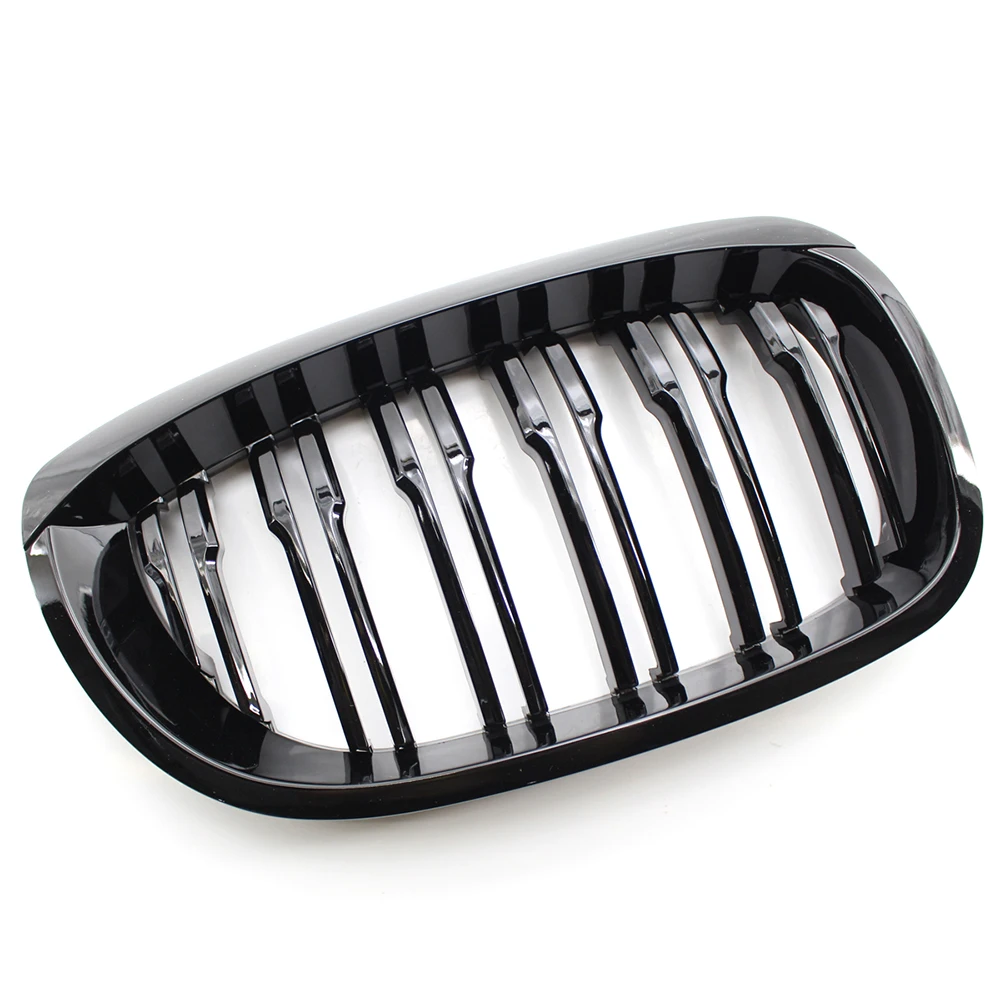 Глянцевая черная 2 линейная решетка для радиатора с двойной косой 3 серии E46