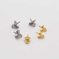 20pcs eye pins eyepins hooks eyelets screw threaded stainless steel clasps hook pearl tray jewelry findings for making diy