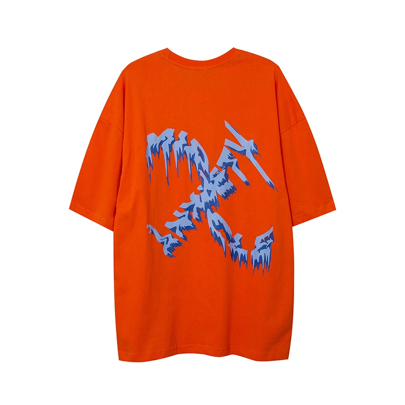 

2021 Summer Tees Shirts Harajuku Embroidery Tshirts Streetwear Casual Short Sleeve Streetwear Hip Hop Cotton Loose Tops