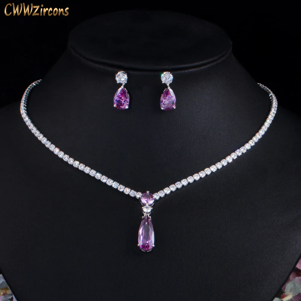 CWWZircons Топ красный фиолетовый кубический цирконий Капля воды Модный женский
