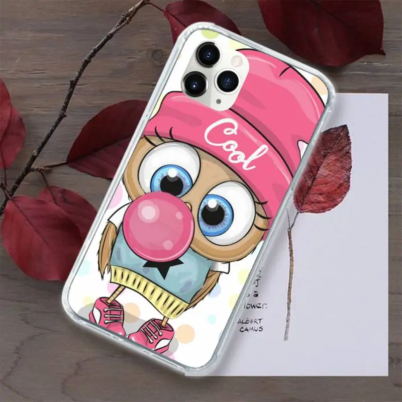 

Baby Cute Owl pink animal Phone Case for iPhone 11 12 pro XS MAX 8 7 6 6S Plus X 5S SE 2020 XR