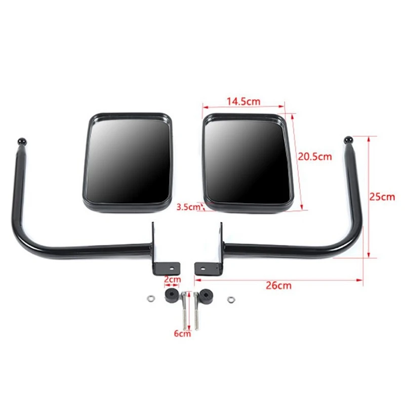 

Side Mirrors Square Engine Cover Hinge Rear View Quick Release Mirrors for Jeep Wrangler JL 2018-2020