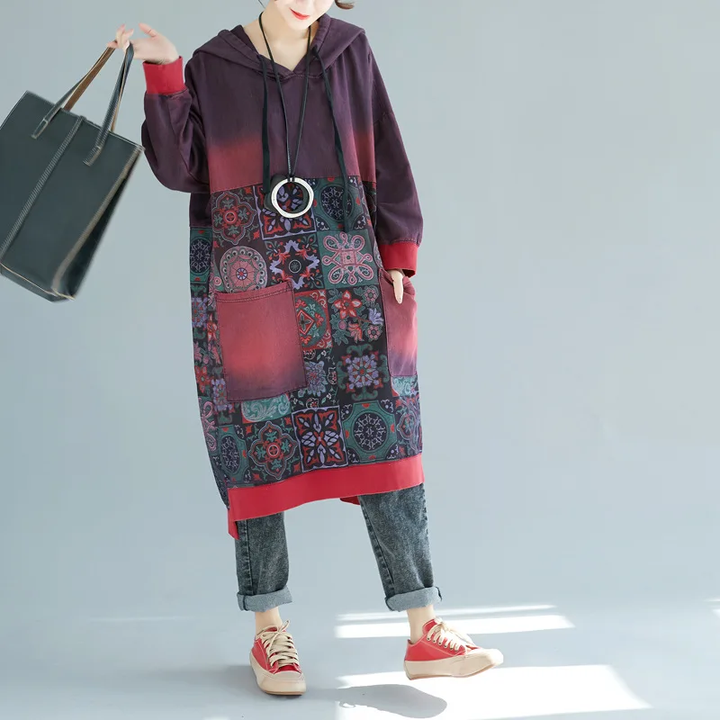 

In the spring and autumn period and the new printing long hooded fleece big yards washed do old casual dress oversized hoodie
