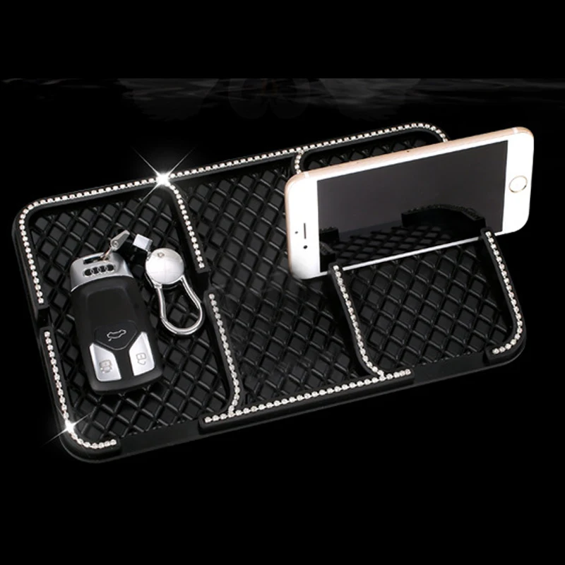 

1PCS Multifunction Car Dashboard Anti-slip Mat Phone Key Holder Silica Gel Rhinestone Non-Slip Mat Car Accessories for Girl