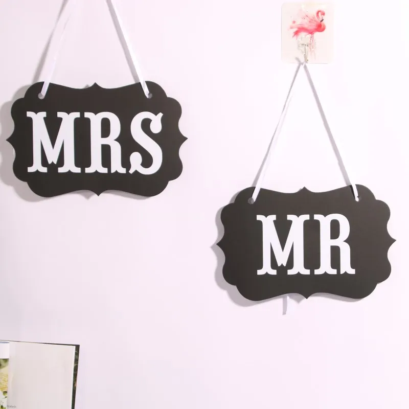 5 компл. DIY черный Mr Mrs бумажная доска + лента знак фото стенд реквизит свадебное