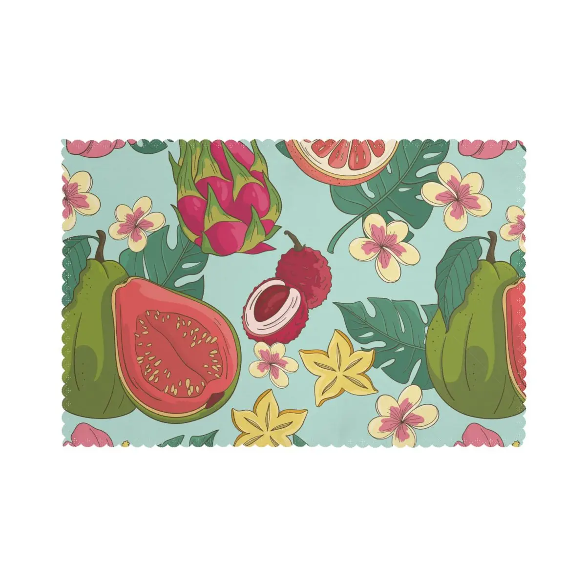 

6 PCS Placemat Table Mat Tropical Fruits Pattern For Tables Heat-insulation Linen Kitchen Dining Pads