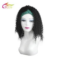 short black culry hair wigs for african women fluffy curly wig synthetic wrap wig with turban