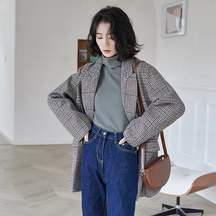 

2021 Autumn and Winter Japanese-Style Retro Plaid Wool