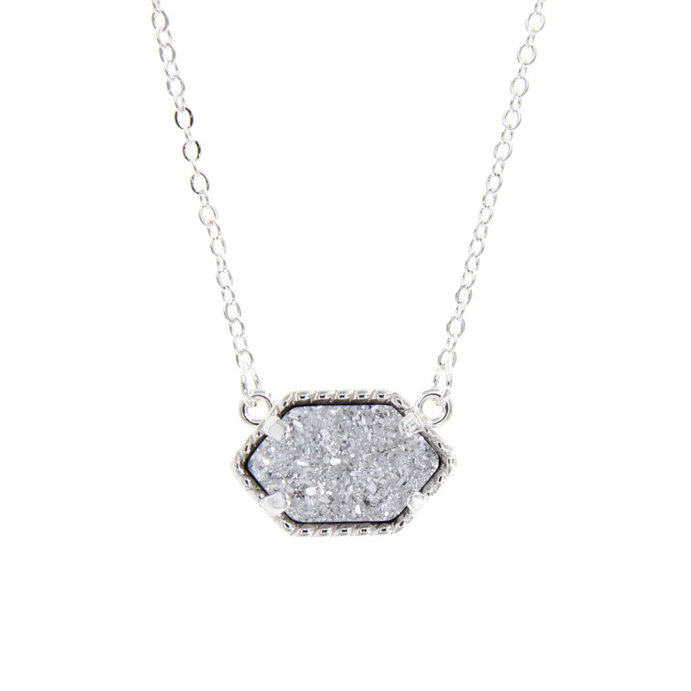 Овальное ожерелье подвеска Друза шестигранное полимерное Druse модные