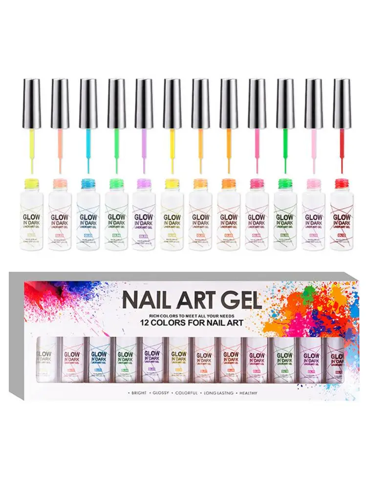 

Nail Polish Painted Gel Nail Polish Set 12 Colors Long Lasting Luminous Nail Gel Polishes Gel Art Nail Varnish Semi Permanent