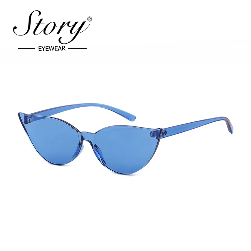 Женские солнцезащитные очки кошачий глаз STORY винтажные цельные без оправы в