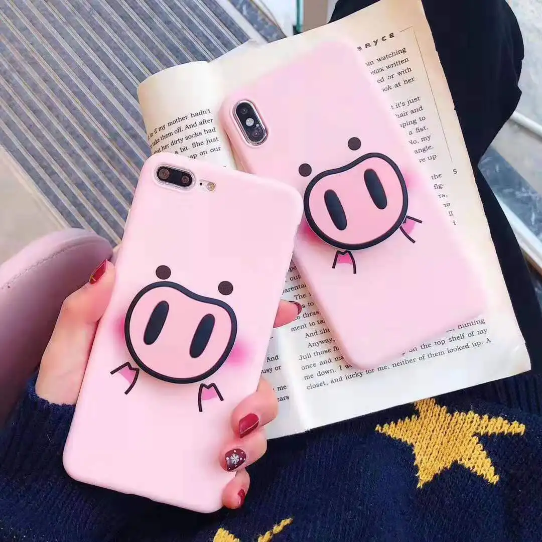 For Samsung galaxy S6 7 edge cute little pig nose S8 9 10 Plus Lite lanyard Note 8 mobile phone case all-inclusive soft cover |