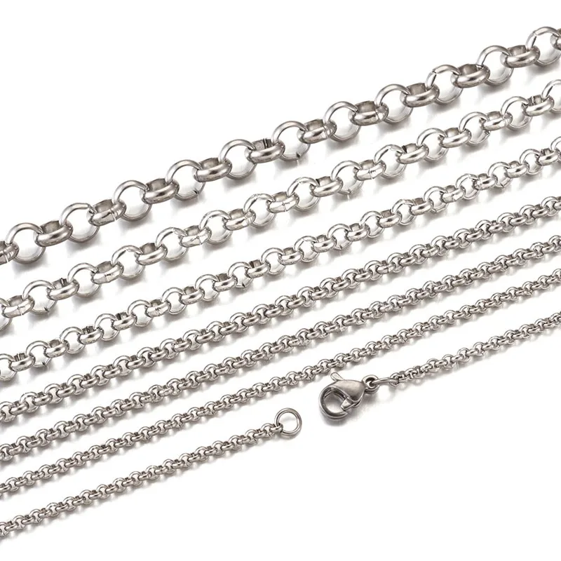 

6strands Stainless Steel Rolo Chain for Necklace Making with Lobster Clasps for Jewelry Making DIY Necklace 19.9 inches(50.5cm)