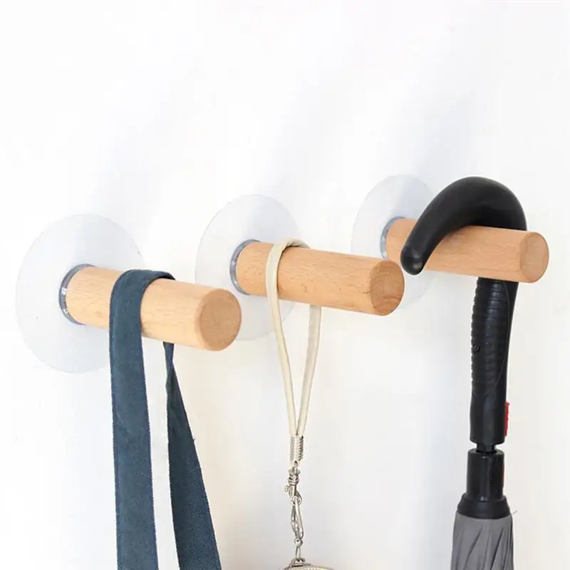 

Creative Wooden Straight Rod Hook Clothes Hanger Wall Mounted Coat Hook For Key Holder Hat Scarf Handbag Bathroom Rack