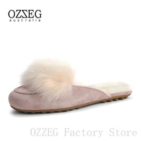 OZZEG Luxury Brand Flats Shoes Women Real Leather Mules Ladies Loafers Brown Moccasins Women Shoes Female Footwear Pink Slipper