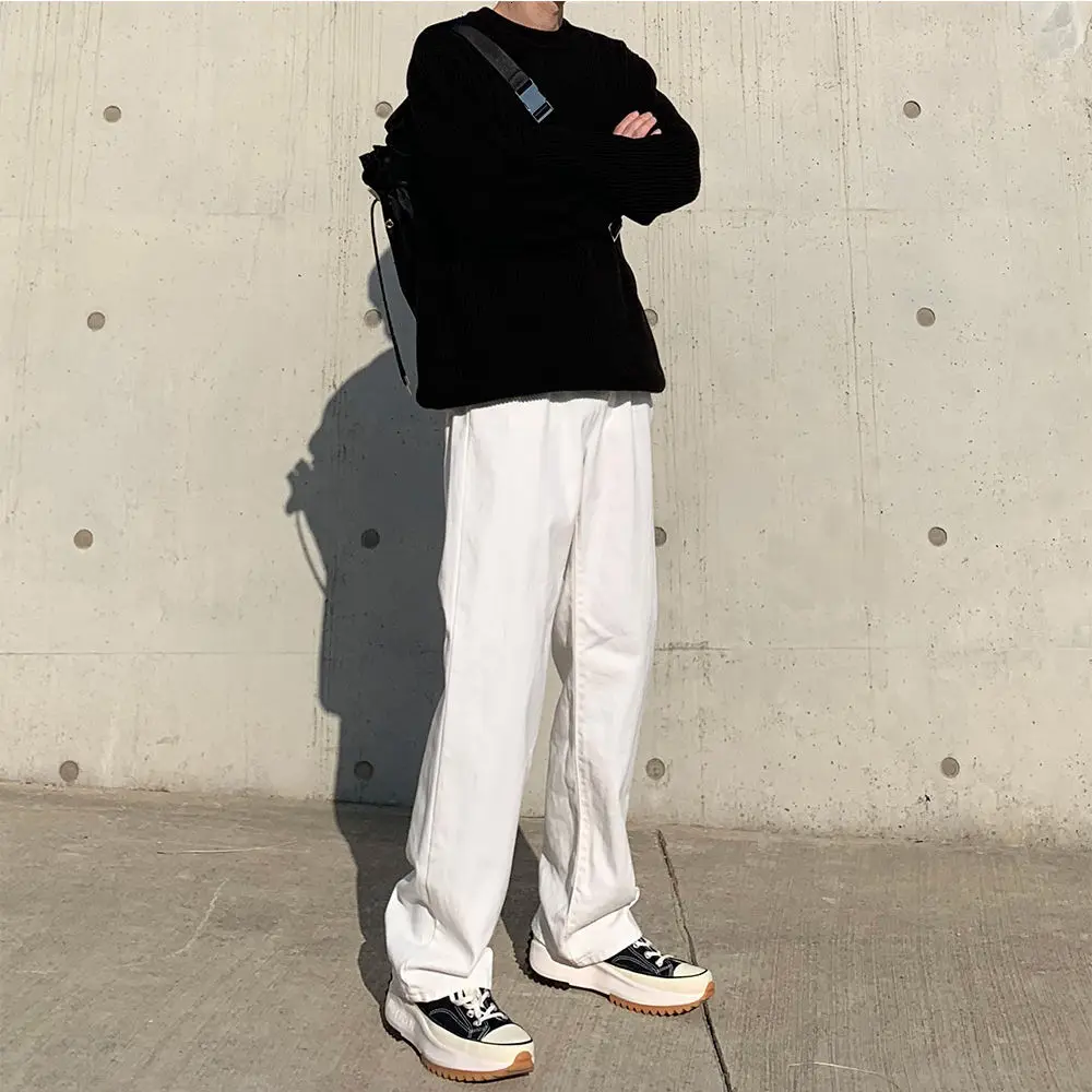

IEFB men's clothing autumn winter new round collar kintted sweater for male Korean trend simple loose oversize clothes 9Y4386