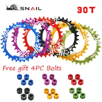 snail 104bcd 30t bicycle chainring narrow wide mtb single speed bicycle chainwheel colored bike with bolts for sram