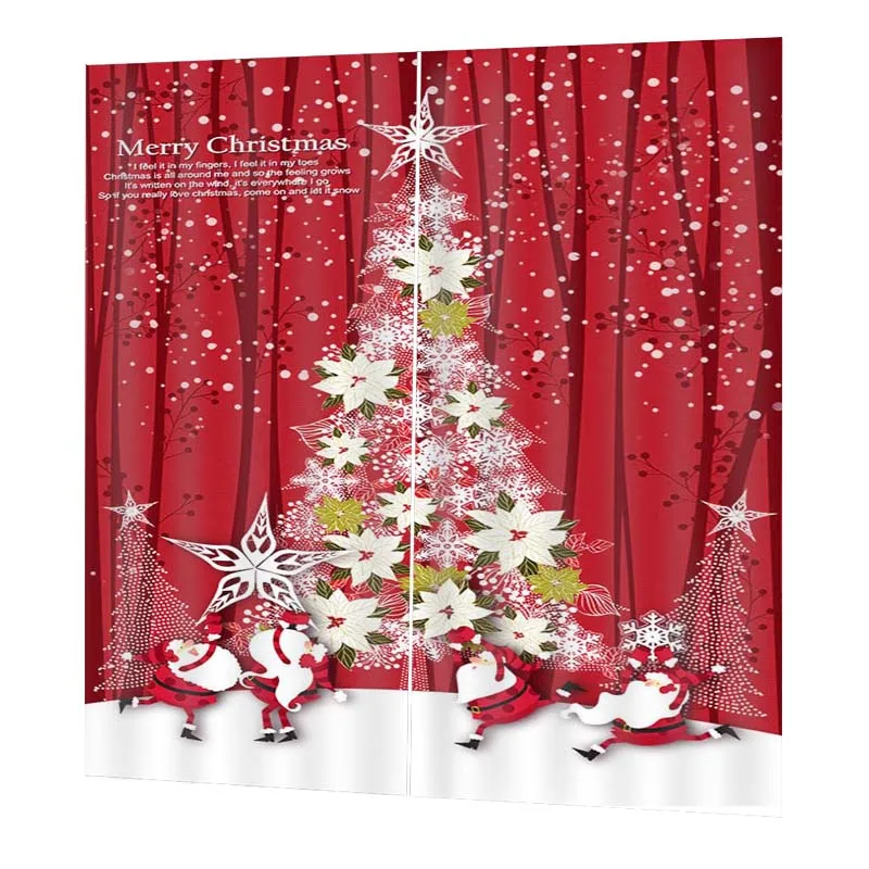 9 Red Christmas Tree Новогоднее Рождественское украшение Санта Клаус Снеговик Рождественская печать занавески s окно для гостиной спальни магазин занавески - Цвет: 9 Red Christmas Tree