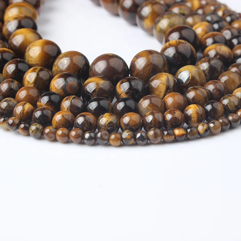 4 6 8 10 12mm Natural Yellow Tiger Eye Stone Loose Beads Fit For Jewelry DIY Women Bracelet Necklace Earrings Accessories Making | Украшения