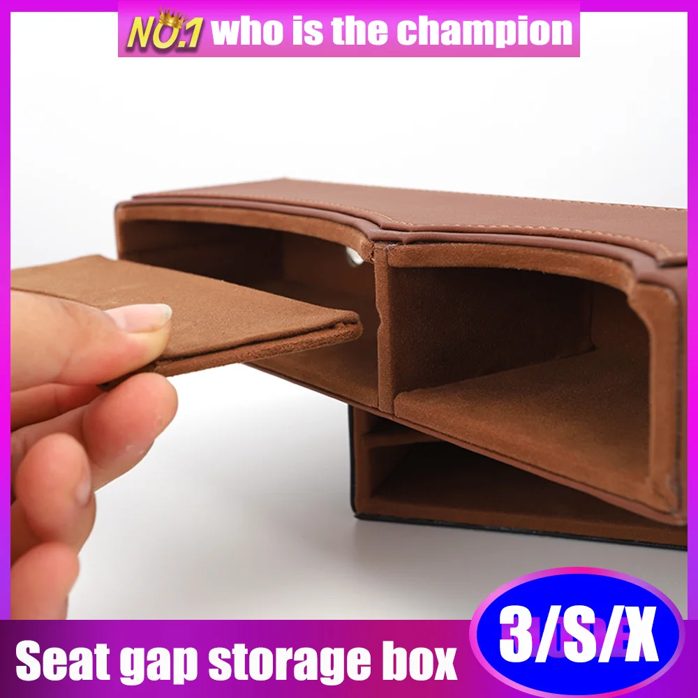 

Seat gap storage box for tesla model 3 S X Mobile phone charging port reserved leather Suede inner village Debris storage boxes