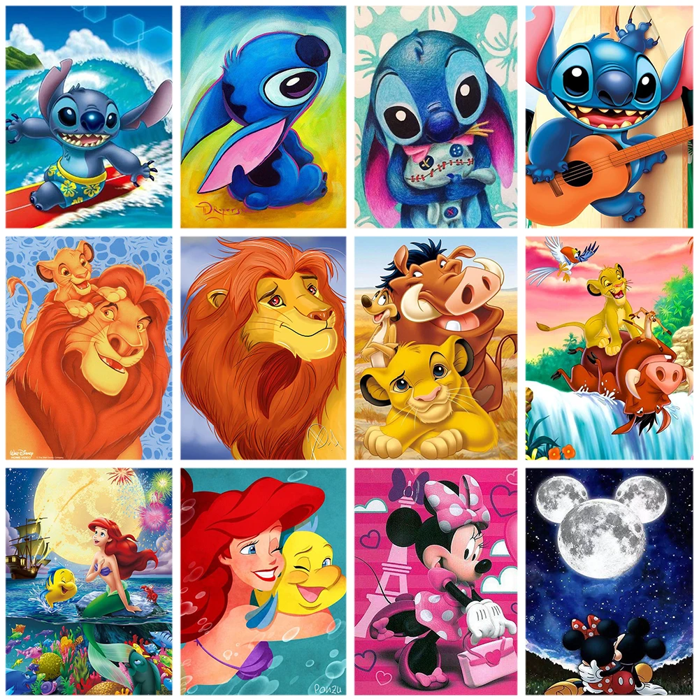 

Disney DIY 5D Diamond Painting Cartoon Cross Stitch Mickey Mouse and Donald Duck Diamond Embroidery Anime Mosaic Kids Decor Gift