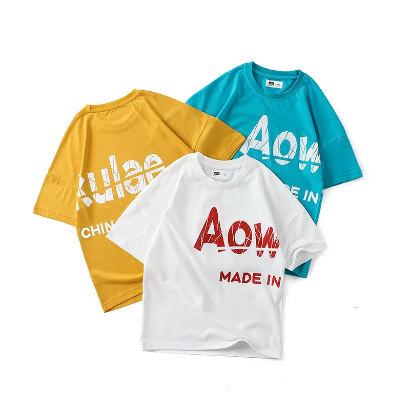

Summer Kids Clothes Boys Girls T Shirts Fashion Leisure Pullover Cotton Short-sleeved T Shirts Kids Letter Printed Tops