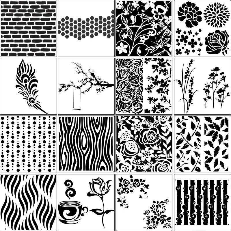 16 шт 14 см кирпич шестигранный цветок DIY трафареты для наслоения живопись