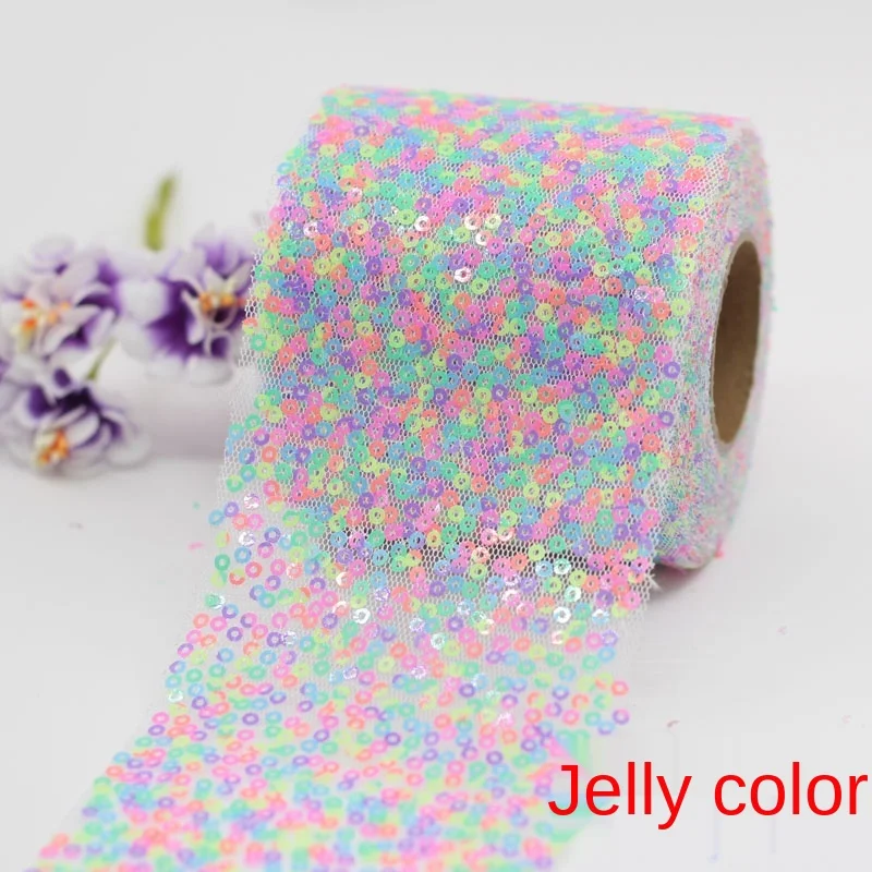 80 мм блестящая Тюлевая лента с блестками пайетки вышитая сетчатая волнистая