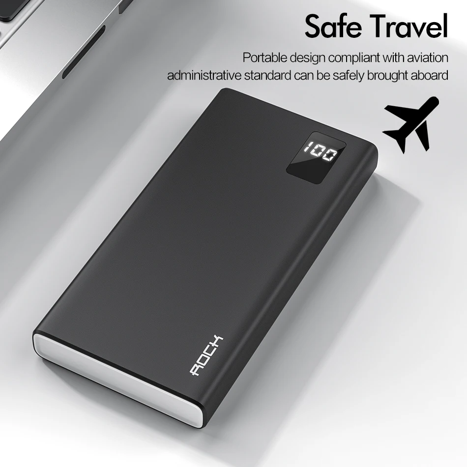 ROCK power Bank 10000 мАч портативный светодиодный дисплей для Xiaomi iPhone 11 внешний