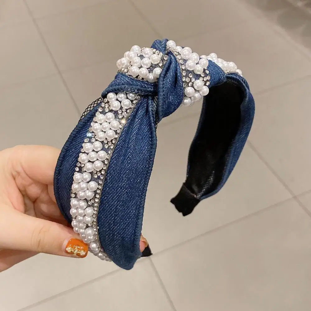 

Headbands For Women Girls Korean Wide Fabric Pearl Hair Bands Accessories Fashion Knot Adult Diademas Bandeau Cheveux Wholesale